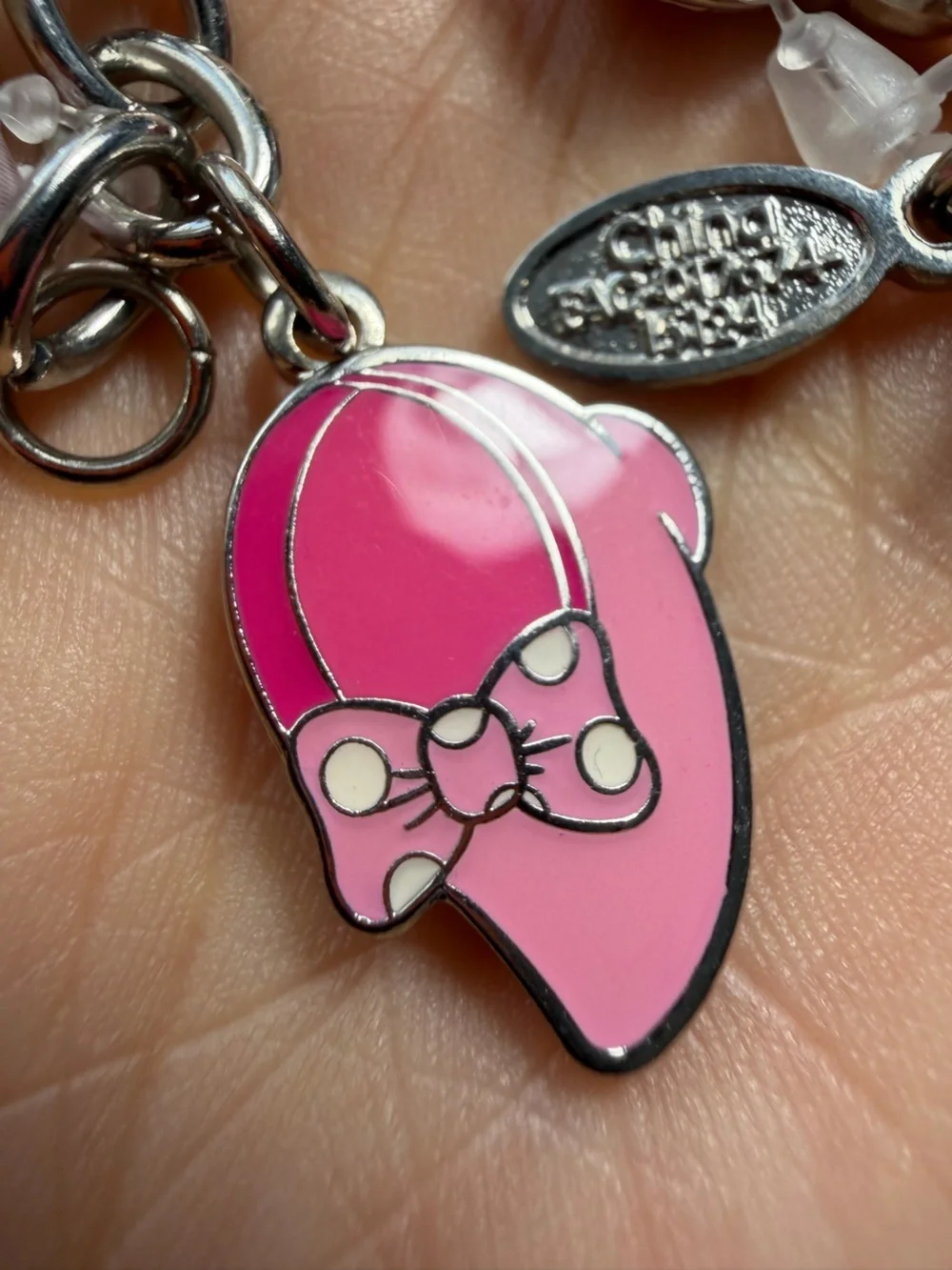 Disney Minnie Mouse Charm Bracelet - Pink Enamel & Silver Tone